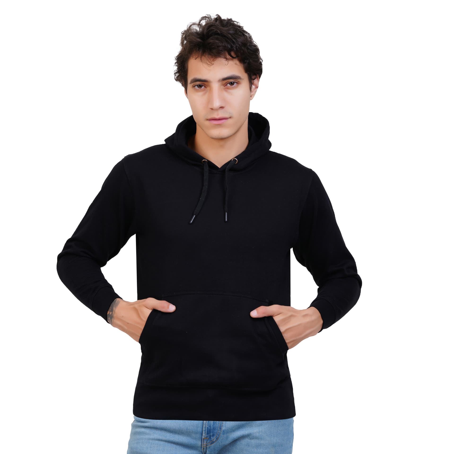 Cotton Pullover Hood 300 GSM - Black - front