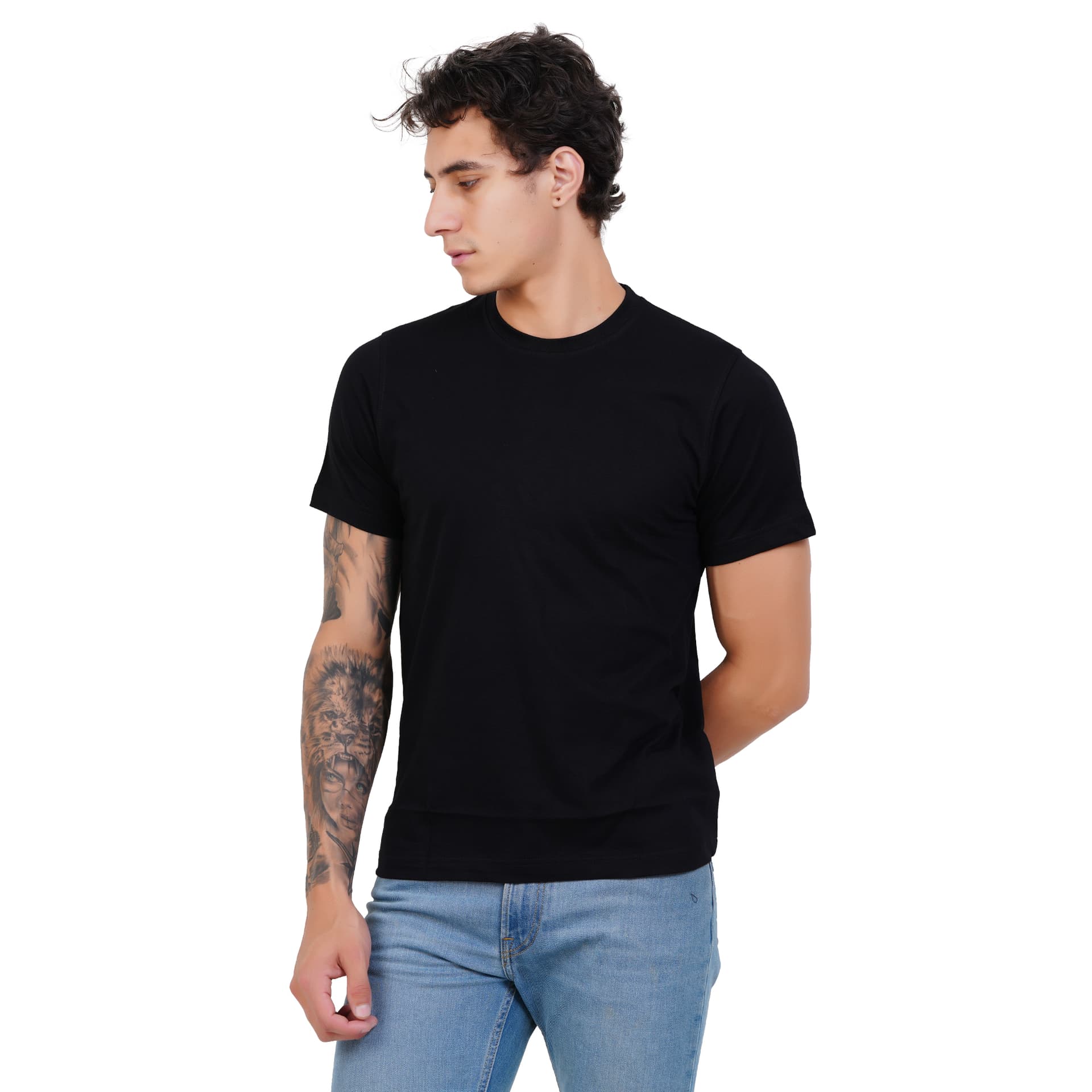 Cotton Supersoft Round Neck 180 GSM - Black - front
