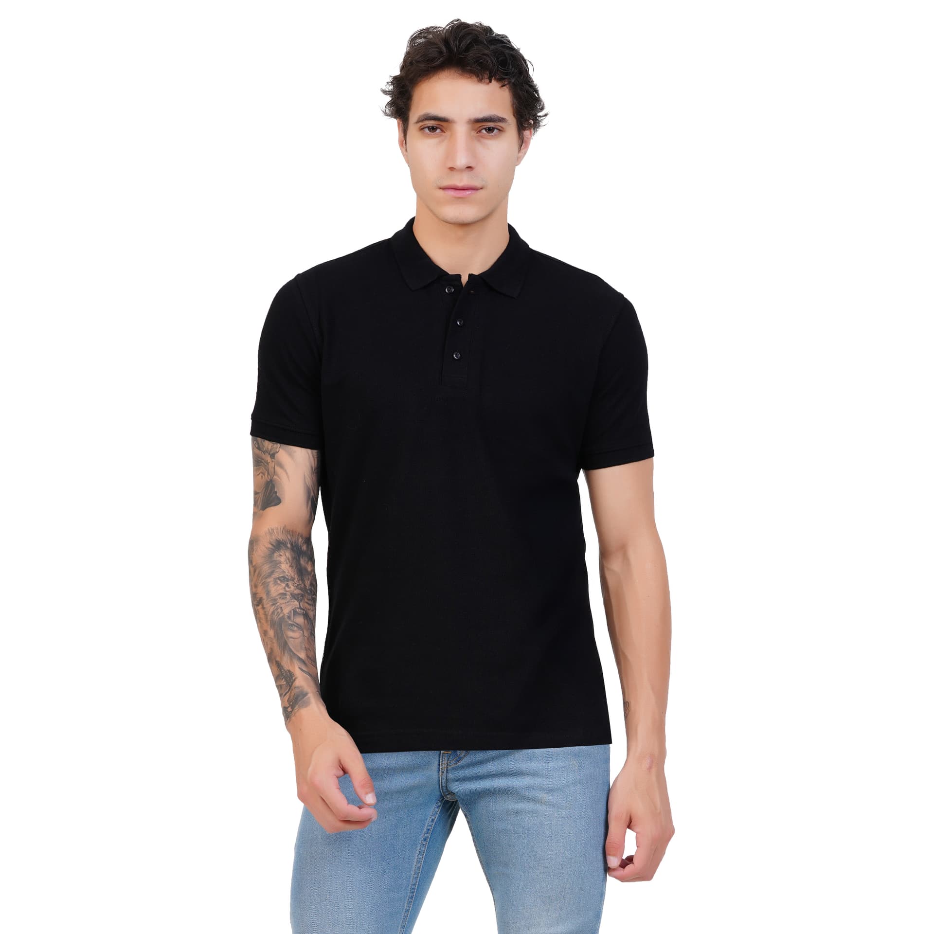 Cotton Aero Polo 240 GSM - Black - front